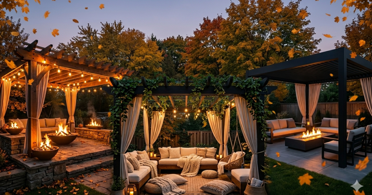 13 Cozy Fire Pit Pergola Ideas